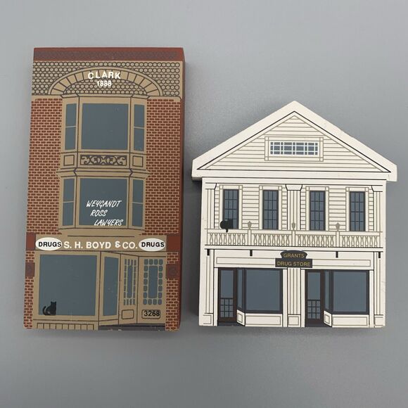 Vtg The Cats Meow Lot of 2 Drug Stores Grants 1997 & Boyds 1994 Signed Faline - Picture 1 of 8